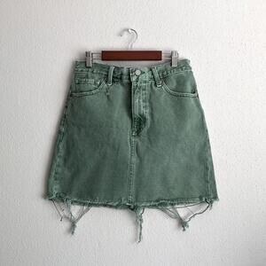 ✨SOLD✨ Lucky Brand Green Denim Frayed Mini Skirt